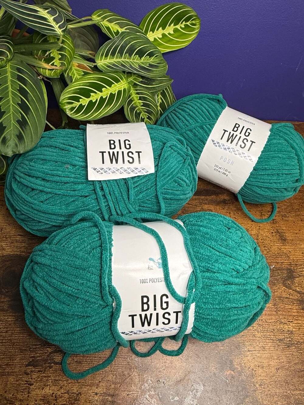 Big Twist Posh Bulky Yarn in Kale, 7.05oz/233yd - Lot of 3 Skeins